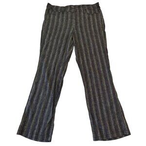 NYDJ Linen Blend Striped High Waisted Lift Tuck Boot Cut Pants Sz 14 Black Gray